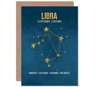 Wee Blue Coo BIRTHDAY CARD - ZODIAC STAR SIGN ASTROLOGY BLUE LIBRA