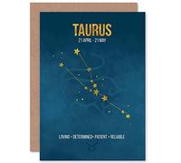 Wee Blue Coo BIRTHDAY CARD - ZODIAC STAR SIGN ASTROLOGY BLUE TAURUS