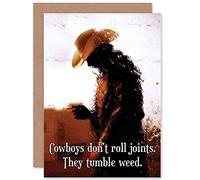 Wee Blue Coo BIRTHDAY COWBOYS ROLL JOINTS TUMBLEWEED ART GREETINGS GREETING CARD GIFT