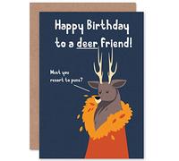 Wee Blue Coo BIRTHDAY DEAR FRIEND STAG PUN NEW ART GREETINGS GIFT CARD