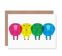 Wee Blue Coo Birthday Friendship Tartan Sheep Scotland Art Gift Sealed Greeting Card Plus Envelope Blank inside