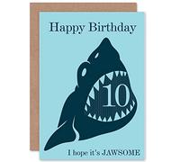 Wee Blue Coo BIRTHDAY HAPPY 10TH TENTH SHARK FUN ART GREETINGS GREETING CARD GIFT