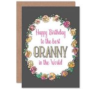 Wee Blue Coo Birthday Happy Granny Gran Word Best Floral Gift Sealed Greeting Card Plus Envelope Blank inside