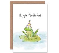 Wee Blue Coo Birthday Happy Hoppy Frog Pun Gift Sealed Greeting Card Plus Envelope Blank inside