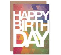 Wee Blue Coo BIRTHDAY HAPPY LARGE TEXT COLOURFUL ART GREETINGS GREETING CARD GIFT