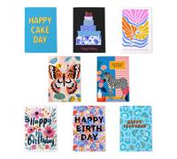 Wee Blue Coo Birthday Multipack Of 8 Cards Modern Stylish Celebration Colourful | Size: 8 pack Wee Blue Coo Multicolor 8 pack