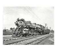 Wee Blue Coo Black White Train Rail Steam Engine Locomotive Large Art Print Poster Wall Decor 18x24 inch