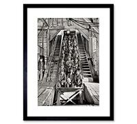Wee Blue Coo Black White Y Coal Miners Lift Elevator Shaft Framed Wall Art Print