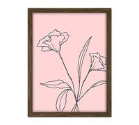 Wee Blue Coo Blush Pink Plant Flower Grey Artwork Framed Wall Art Print 18X24 Inch