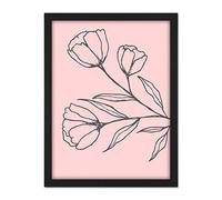 Wee Blue Coo Blush Pink Plant Poppy Flowers Grey Artwork Framed Wall Art Print 18X24 Inch