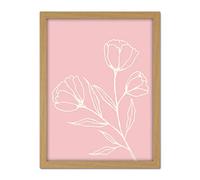 Wee Blue Coo Blush Pink Plant Poppy Flowers White Artwork Framed Wall Art Print 18X24 Inch