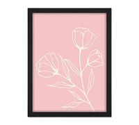 Wee Blue Coo Blush Pink Plant Poppy Flowers White Artwork Framed Wall Art Print 18X24 Inch