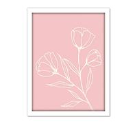 Wee Blue Coo Blush Pink Plant Poppy Flowers White Artwork Framed Wall Art Print 18X24 Inch