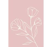 Wee Blue Coo Blush Pink Plant Poppy Flowers White Premium Wall Art Canvas Print 18X24 Inch