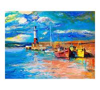 Wee Blue Coo Boats Tide Out Painting Art Print Poster Wall Decor 12X16 Inch