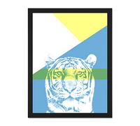 Wee Blue Coo Bold Animals Blue Tiger Large Framed Art Print Wall Poster 18x24 inch