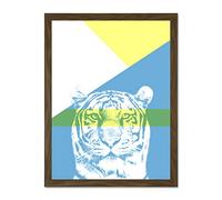 Wee Blue Coo Bold Animals Blue Tiger Large Framed Art Print Wall Poster 18x24 inch