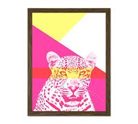 Wee Blue Coo Bold Animals Pink Leopard Large Framed Art Print Wall Poster 18x24 inch