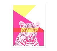 Wee Blue Coo Bold Animals Pink Leopard Large Framed Art Print Wall Poster 18x24 inch