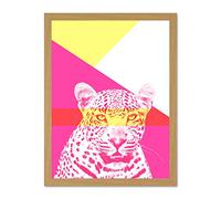 Wee Blue Coo Bold Animals Pink Leopard Large Framed Art Print Wall Poster 18x24 inch
