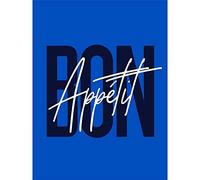 Wee Blue Coo Bon Appetit Cobalt Art Print Poster Wall Decor 12X16 Inch