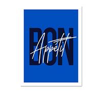 Wee Blue Coo Bon Appetit Cobalt Large Framed Art Print Poster Wall Decor 18x24 inch