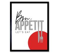 Wee Blue Coo Bon Appetit Typography Art Print Framed Poster Wall Decor 12x16 inch