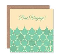 Wee Blue Coo BON VOYAGE ABSTRACT OCEAN WAVES SAILOR PATTERN BLANK GREETINGS CARD