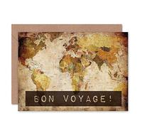 Wee Blue Coo Bon Voyage World Map Cartography Birthday Sealed Greeting Card Plus Envelope Blank inside