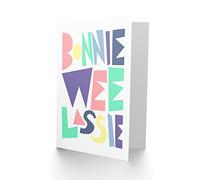 Wee Blue Coo Bonnie Wee Lassie New Baby Girl Scottish Colourful Greetings Card