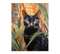 Wee Blue Coo Botanical Black Cat Lovers Portrait Unframed Wall Art Print Poster Home Decor Premium