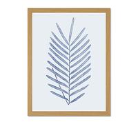 Wee Blue Coo Botanics Cobalt Fern Diversifolium Large Light Oak Framed Art Print Wall Poster 18x24 inch