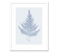 Wall Art Print Botanics Cobalt Fern Eppusum Art Black Framed 9x7 inch Artery8 White W7 inch x H9 inch