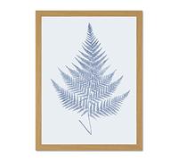 Wee Blue Coo Botanics Cobalt Fern Eppusum Large Light Oak Framed Art Print Wall Poster 18x24 inch