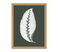 Wee Blue Coo Botanics Hunter Green Jungle Leaf Large Light Oak Framed Art Print Wall Poster 18x24 inch