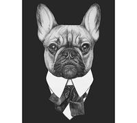 Wee Blue Coo Bow Tie French Bulldog Drawing Art Print Poster Wall Decor 12X16 Inch