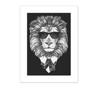 Wee Blue Coo Bow Tie Lion With Sunglasses Art Print Canvas Premium Wall Decor Poster