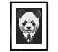 Wee Blue Coo Bow Tie Panda Bear Drawing Art Print Framed Poster Wall Decor 12x16 inch