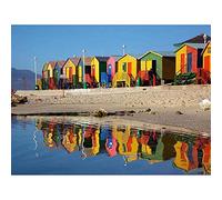 Wee Blue Coo Bright Beach Huts Seaside Art Print Poster Wall Decor 12X16 Inch