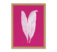 Wee Blue Coo Bright Coloured Leaf Pink Large Light Oak Framed Art Print Wall Poster 18x24 inch