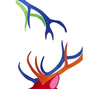 Wee Blue Coo Bright Colourful Scottish Wildlife Deer Antlers Canvas Print