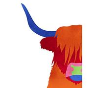 Wee Blue Coo Bright Highland Scottish Cow Bull Coo Colourful Large Art Print Poster Wall Decor 18x24 inch