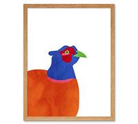 Wee Blue Coo Bright Pheasant Bird Art Print Framed Poster Wall Decor 12X16 Inch