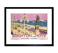 Wee Blue Coo Brighton Hove Sussex Beach Pier Sea Pink Sky Picture Framed Wall Art Print