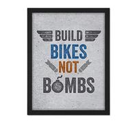 Wee Blue Coo Build Bikes Not Bombs Artwork Framed Wall Art Print 18X24 Inch
