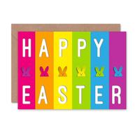 Wee Blue Coo Bunnies Multi Colour Stripes Easter Card Wee Blue Coo Multicolor