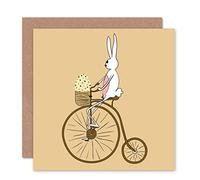 Wee Blue Coo BUNNY BICYCLE EASTER RABBIT BLANK GREETINGS BIRTHDAY CARD ART CS267