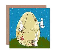 Wee Blue Coo BUNNY EGG PAINTING EASTER RABBIT BLANK GREETINGS BIRTHDAY CARD ART