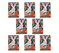Wee Blue Coo Bunny Rabbit Colourful Bold Vibrant Flowers Easter Art Cards Pack of 8 | Size: 8 pack Wee Blue Coo Multicolor 8 pack