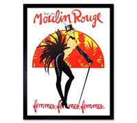 Wee Blue Coo Burlesque Moulin Rouge Paris Girls Art Print Framed Poster Wall Decor 12x16 inch